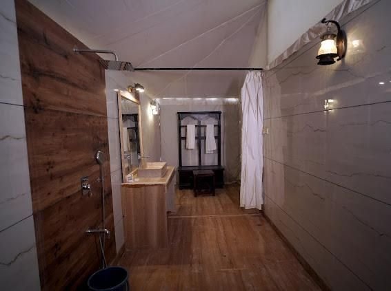 Attached washroom of a luxury tent at Royal Sun Desert Camp