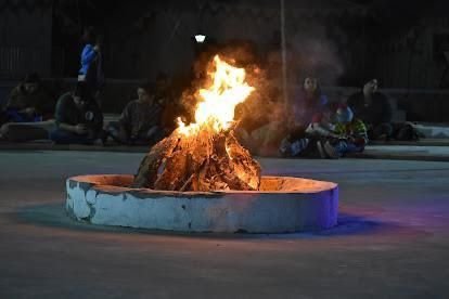 Bonfire evening at desert camp Jaisalmer